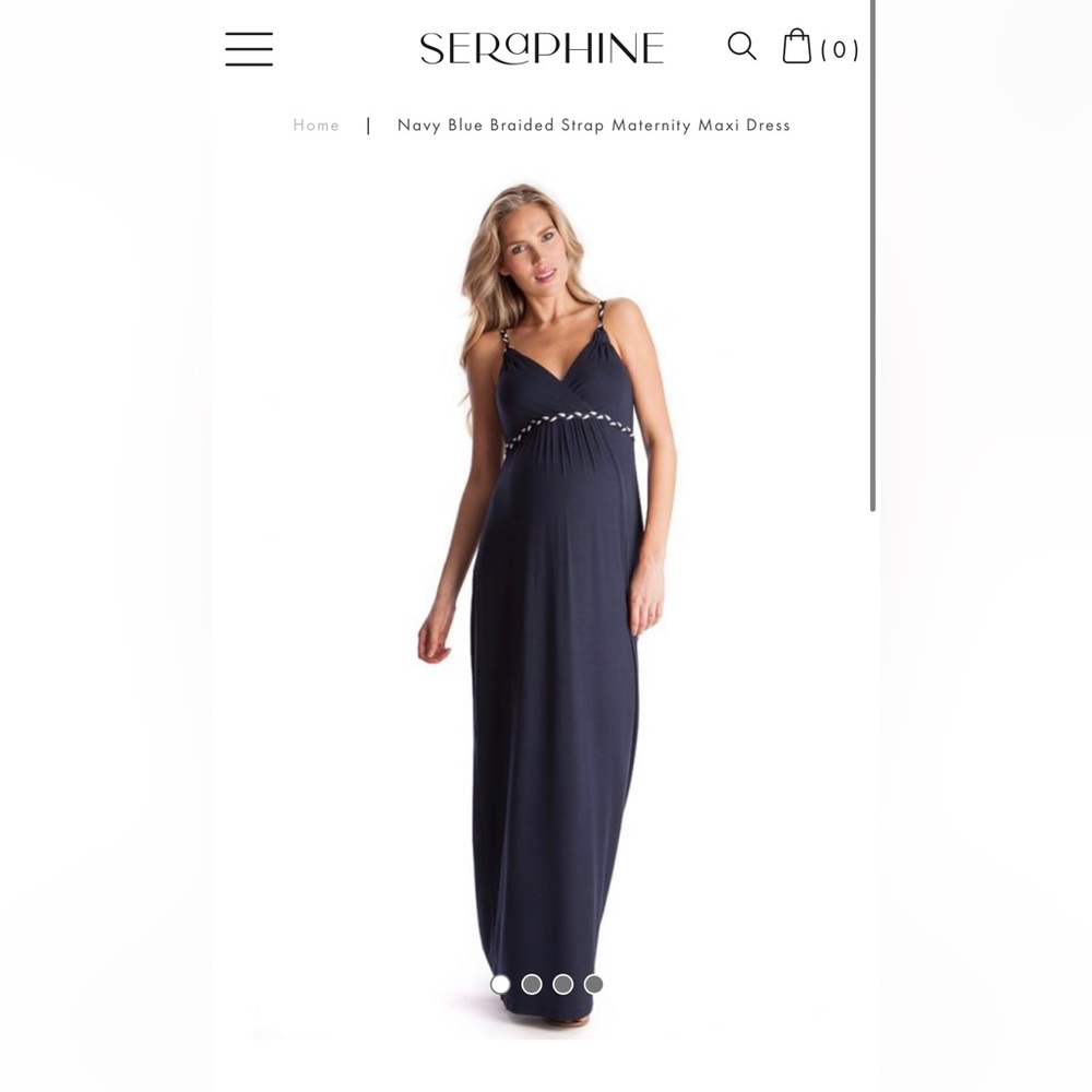 Seraphine Navy Blue Braided Strap Maternity Maxi Dress, Size 4 US
